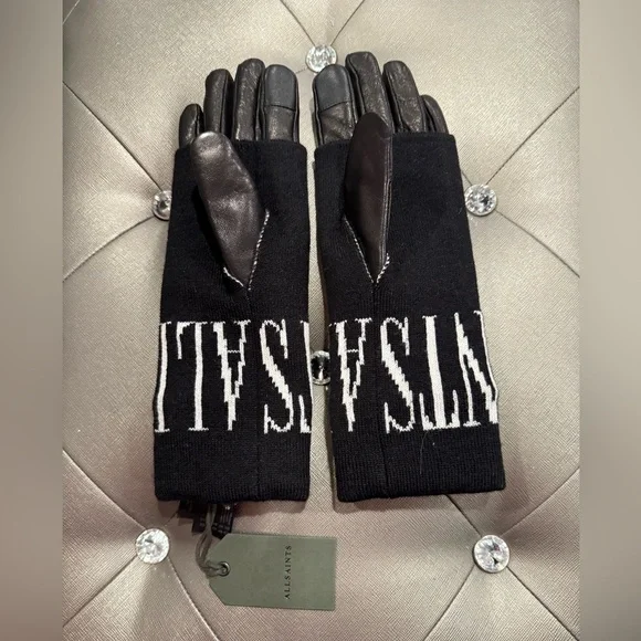 Sold
AllSaints Black and White Knit Leather Gloves - Picture 2 of 5